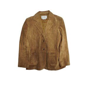 Margaret Godtrey Womens Leather Blazer Jacket Tan Size 14